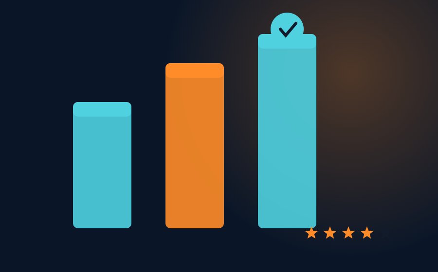Comparativo ilustrado de serviços de IPTV com selo de destaque e avaliação por estrelas