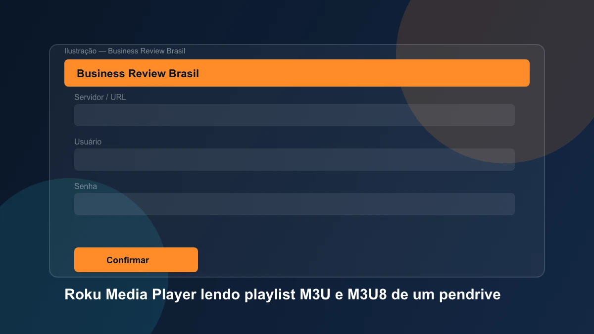 Roku Media Player lendo playlist M3U e M3U8 de um pendrive conectado à televisão