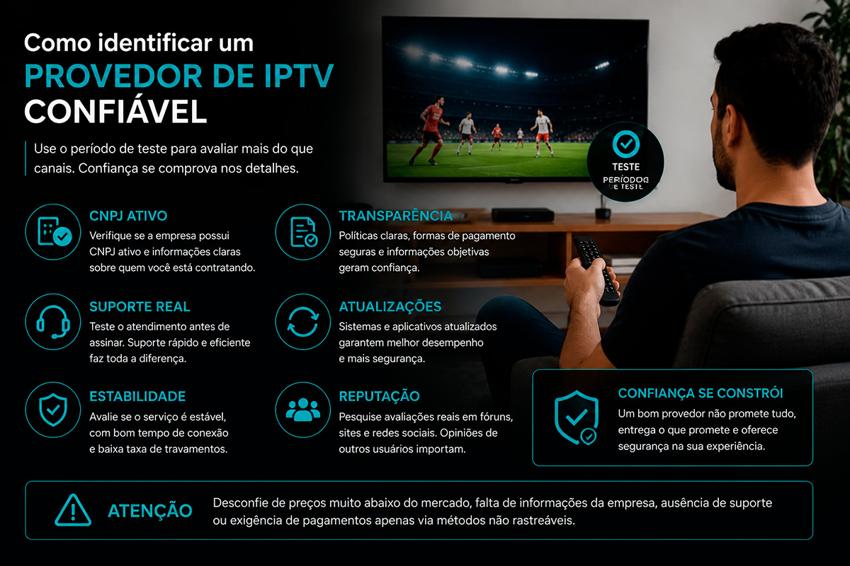Sinais de um provedor de IPTV confiável durante o período de teste